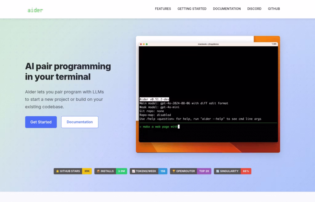 AI pair programming tool displayed in terminal.